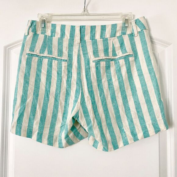 Old Navy Blue & White Striped Everyday Short Boxer Shorts Linen Blend - Size 4 - Picture 2 of 6